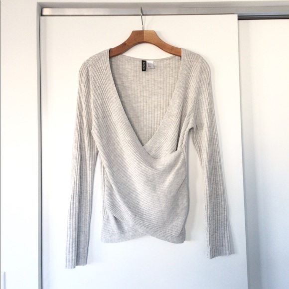 gray wrap sweater
